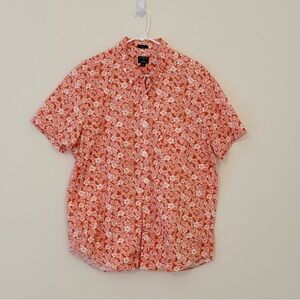 J. Crew Orange Floral Short-Sleeve Button-Down Shirt